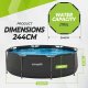 Virtufit VIRTUFIT Okrągły Basen 244 CM Z POMPĄ FILTRUJĄCĄ Antracytowy 3