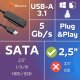Stacja dokująca Qoltec Adapter SATA USB SSD HDD 2,5" 2w1 USB-C 3.1 5Gb/s REAGLE PRZEJŚCIÓWKA DO DYSKU KABEL NA DYSK 3