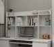 Biurko 4HouseDesign KUBA Z NADSTAWKĄ Białe + Fotel Czarny Remus Zestaw 6 Szuflad 4