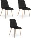 OSKAR Krzesło welurowe czarne SPLIT nogi dąb 3 szt. loft do jadalni kuchni 1