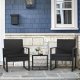 LeanToys Zestaw Meble Ogrodowe Rattan Dwa Krzesła Stolik Na Taras Balkon Czarne 10