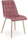 OSKAR Krzesło tapicerowane SPLIT ciemny róż aksamit nogi dąb do salonu x4 2