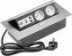 GTV Przedłużacz biurkowy 2 gniazda wejście USB audio in / out miniJack RJ45 aluminium 220 x 107mm 1,5m (AE-PBC2GU-53) 1