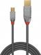 Kabel USB Lindy USB-A - miniUSB 1 m Szary (36631) 1