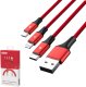 Kabel USB Unitek USB-A - USB-C + microUSB + Lightning 1.2 m Czerwony (C4049RD) 1