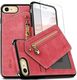 Zizo Zizo Nebula Wallet Case - Skórzane etui iPhone X z kieszeniami na karty + saszetka na zamek + szkło 9H na ekran (Pink/Black) 1