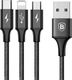 Kabel USB Baseus USB-A - USB-C + microUSB + Lightning 1.2 m Czarny (CAMLT-SU01                     ) 2