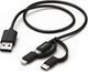 Kabel USB Hama Hama Essential Line 3in1 Micro USB Cable with Adapter - USB Charging / Data Cable - USB (M) to Lightning Plug (Apple) / Micro USB Plug / USB Type-C Plug - 1.8m - Black ( 00183225) 1