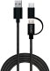 Kabel USB Savio USB-A - microUSB + USB-C 1 m Czarny (CL-128) 2