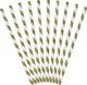 Party Deco Słomki papierowe do picia w paski, złote, 19,5cm, 10 szt. uniwersalny 1