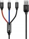 Kabel USB Baseus USB-A - USB-C + microUSB + Lightning 0.3 m Niebieski (CAMLT-ASY01) 1