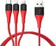 Kabel USB Rock Space Kabel Rock Hi-Tensile 3w1 3A 1,2M USB-C + Lightning + Micro Czerwony uniwersalny 1