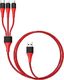 Kabel USB Rock Space Kabel Rock Hi-Tensile 3w1 3A 1,2M USB-C + Lightning + Micro Czerwony uniwersalny 3
