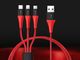 Kabel USB Rock Space Kabel Rock Hi-Tensile 3w1 3A 1,2M USB-C + Lightning + Micro Czerwony uniwersalny 6