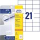 Avery Zweckform Etykiety uniwersalne ogólnego zastosowania, 70 x 42,3mm, białe, do drukarki, 210 sztuk -3652-10 1