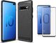 Futerał Carbon Samsung Galaxy S10 czarny + szkło hartowane 3D do pokrowców uniwersalny 1