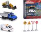 Mattel Majorette Zestaw budowlany Koparka, wywrotka, van i znaki drogowe 1