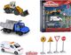 Mattel Majorette Zestaw budowlany Koparka, wywrotka, van i znaki drogowe 7