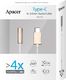 Adapter USB Apacer USB C M- audio jack (3.5mm) F, 0.1m, reversible, złoty, Apacer, box, DC150, APDC150C-1 1