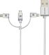 Kabel USB Promate USB-A - USB-C + Lightning 1.2 m Srebrny (AISUNLNKTRIOSV) 1