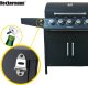 Heckermann Grill gazowy ogrodowy stalowy nierdzewny 5+1 YF-01JY05-B żeliwny ruszt 17,4 kW czarny 7