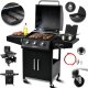Heckermann Grill gazowy ogrodowy stalowy nierdzewny 5+1 YF-01JY03-B żeliwny ruszt 11,6 kW czarny 1
