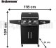 Heckermann Grill gazowy ogrodowy stalowy nierdzewny 5+1 YF-01JY03-B żeliwny ruszt 11,6 kW czarny 9