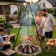 Springos Grill ogrodowy wiszący na stojaku z regulacją wysokości ruszt 50 cm Uniwersalny 16