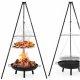 Springos Grill ogniskowy, wiszący na stojaku z regulacją wysokości, palenisko, ruszt 50 cm UNIWERSALNY 1