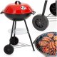 Springos Grill węglowy zamykany pokrywą okrągły ruszt 41 cm przenośny czarno-czerwony Uniwersalny 1