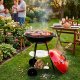Springos Grill węglowy zamykany pokrywą okrągły ruszt 41 cm przenośny czarno-czerwony Uniwersalny 5