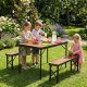 Springos Stół turystyczny z 2 ławkami, zestaw kempingowy, składany, regulacja wysokości Uniwersalny 22