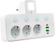 Blow 98-332# Rozgałęźnik ps-380 3-gniazda+2xusb+2xusb-c z lampką pir biały 1