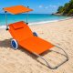 Lean Leżak Plażowy Na Kółkach Ogrodowy Składany Daszek Aluminiowy Pomarańczowy 5