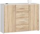 Fabryka Mebli Akord Komoda do sypialni, drzwi, 4 szuflady, LENA, 110x35x80 cm, biel, dąb sonoma, mat | TYLETEGOTU 1