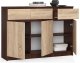 Fabryka Mebli Akord Komoda, 3 szuflady, 3 drzwi, ATLAS, 140x40x99 cm, wenge, dąb sonoma, mat | TYLETEGOTU 2