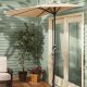 Goodhome Parasol ogrodowy ścienny duży solidny składany 2,7 M z korbką beżowy 3