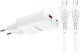 Ładowarka Veger Sieciowa do telefonu USB A + Typ C PD 65W + kabel Typ C do C 100W TR122 biała 1