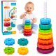 LeanToys Piramida Obrotowa Wieża Sorter Układanka Tęczowa 36cm 6 El. EDUKAMP (20242) 1