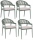 Garden4You Zestaw 4 krzeseł ogrodowych z poduszkami ORMEA Metal Zielony (812776) 1