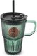 Affek Design Kubek szklany z pokrywką i słomką Verde 450 ml (8592381262945) 1