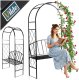 Vilde Pergola ogrodowa z ławką metalowa czarna 115x50x210 cm (5900670122239) 13