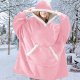 Colour Pleasure Ciepła bluza kocobluza XXL koc oversize 2w1 gruba długa futrzak z kapturem 2