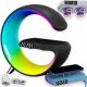 Lampa stołowa Atmosphere Lampa LED RGB ładowarka indukcyjna 15W + zegar + głośnik Bluetooth Czarna 1