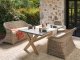 Beliani Sofa ogrodowa z otomaną dla 2 osób SUSUA Rattan Naturalny 5