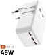 Fixed Adapter sieciowy GaN USB-C, USB-A, 45W Voyager Slim (FIXCT45-3C1A-WH) 1