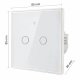 Qoltec Inteligentny dotykowy 2-kanałowy włącznik wyłącznik światła Wi-Fi Timer Tuya Smart life Hartowane szkło Biały (52716) 2