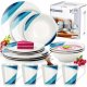 Excellent Houseware Serwis obiadowy zestaw talerzy kubki porcelana dla 4 osób niebieski (Ori_139848) 1