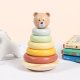 Tooky Toy Drewniana Układanka Sensoryczna Piramidka Miś Sensoryczny Kolorowy Stacker (TKF004N) 2