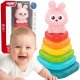 Woopie Baby Piramidka Sensoryczna Wieża Sorter Króliczek 6m+ (59332) 1